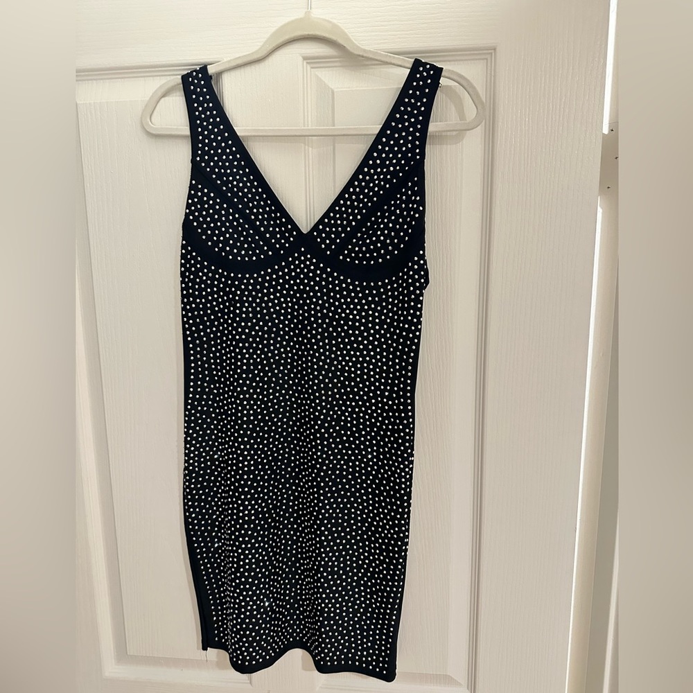 Black short rhinestoned dress